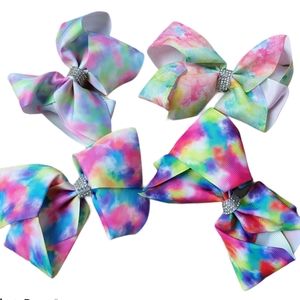 Set of 4 Tye Dye Clip On Bows
